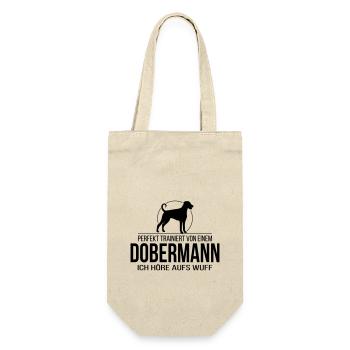 DOBERMANN wuff - Geschenkbeutel für Flaschen - Natur - Vorne