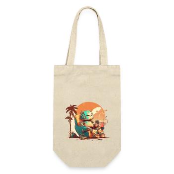 A resting old robot on an orange background. - Gift Bag for Bottles - nature - Front
