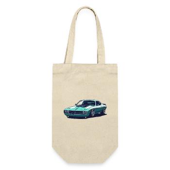 Teal Muscle Car Retro - Geschenkbeutel für Flaschen - Natur - Vorne