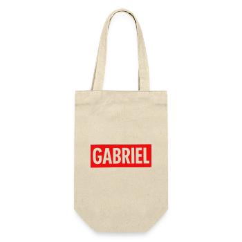  T-shirt prénom GABRIEL – Cadeau stylé et original - Sac à bouteille - nature - Devant