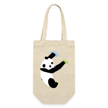 Boulder Design kletternder Panda - lustiges Shirt - Geschenkbeutel für Flaschen - Natur - Vorne