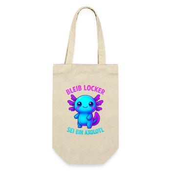 Bleib locker sei ein Axolotl | Neon Spruch Design - Geschenkbeutel für Flaschen - Natur - Vorne