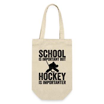 Schule ist wichtig, aber Eishockey ist noch wichtiger - Geschenkbeutel für Flaschen - Natur - Vorne