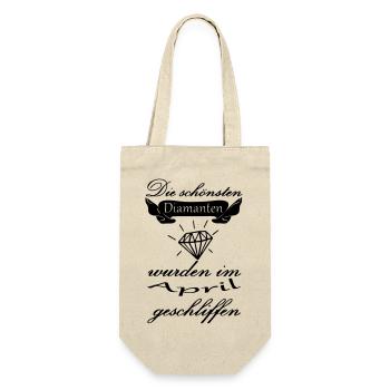 April Diamanten Geburtstag Geschenk Spruch - Geschenkbeutel für Flaschen - Natur - Vorne