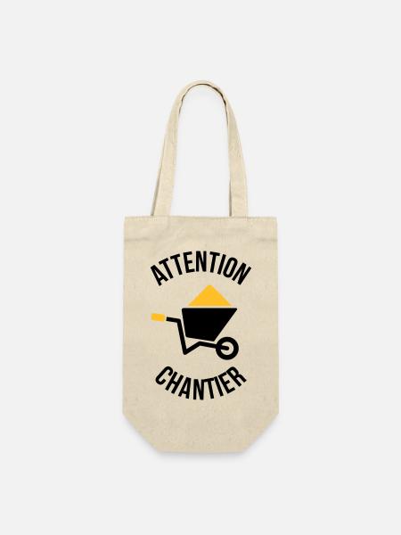 Attention Chantier - Sac à bouteille - nature