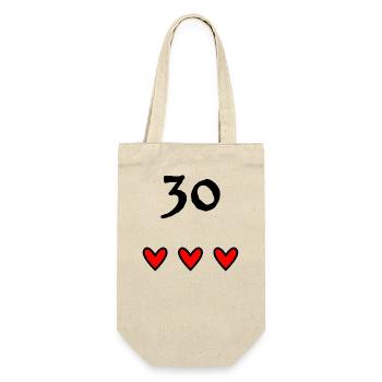 30 JAHRE. 30-jähriges JUBILÄUM. JUBILÄUM 30 JAHRE - Geschenkbeutel für Flaschen - Natur - Vorne