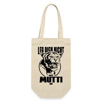 Leg Dich nicht mit Mutti an Löwin Mutter Mama - Geschenkbeutel für Flaschen - Natur - Vorne