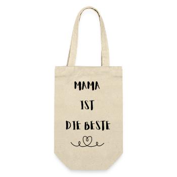 Mama ist die Beste - Muttertagsgeschenk - Geschenkbeutel für Flaschen - Natur - Vorne