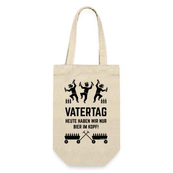 Vatertag – Bier Im Kopf (2 Bollerwagen / Black) - Geschenkbeutel für Flaschen - Natur - Vorne