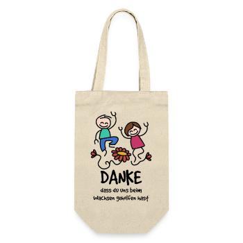 Kindergarten Abschiedsgeschenk für Erzieherin - Geschenkbeutel für Flaschen - Natur - Vorne