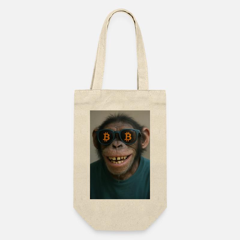 Bitcoin meets Monkey Joe - Geschenkbeutel für Flaschen - Natur