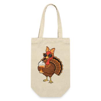Turkey Coffee Lover Funny Thanksgiving Vibe - Gift Bag for Bottles - nature - Front