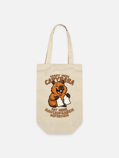 Sorry Mein Capybara Hat Meine Hausaufgaben... - Geschenkbeutel für Flaschen - Natur