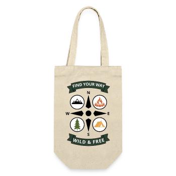 Find Your Way Compass Vintage-Wanderabzeichen - Geschenkbeutel für Flaschen - Natur - Vorne