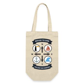 Refuse To Sink Vintage Nautical Compass Badge - Geschenkbeutel für Flaschen - Natur - Vorne