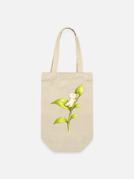 Pustemaus im Grünen - Geschenkbeutel für Flaschen - Natur