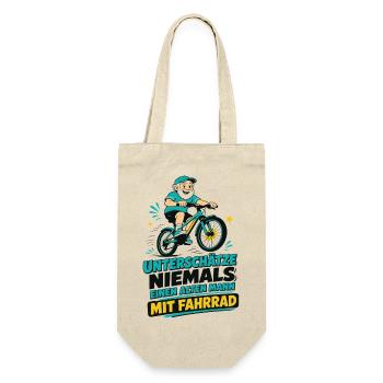 Unterschätze NIEMALS alten Mann mit Fahrrad - Geschenkbeutel für Flaschen - Natur - Vorne