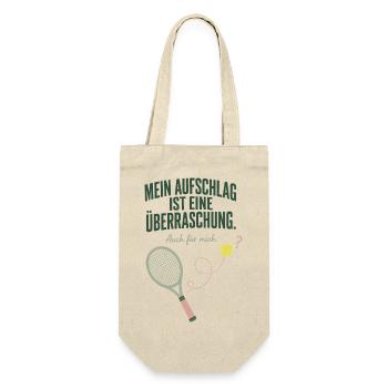 Mein Aufschlag ist eine Überraschung Tennis - Geschenkbeutel für Flaschen - Natur - Vorne