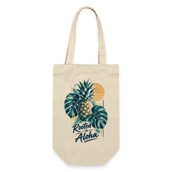 Minimalistische Monstera & Ananas: Aloha Vibe - Geschenkbeutel für Flaschen - Natur - Vorne