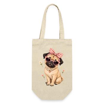 Mops Hund süßer Mops niedlicher Mops - Geschenkbeutel für Flaschen - Natur - Vorne