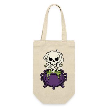 Hexenkessel Rauch Totenkopf Magic Gothic Shirt - Geschenkbeutel für Flaschen - Natur - Vorne