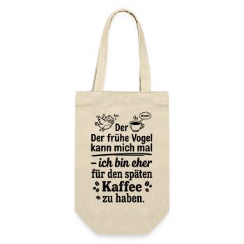 Früher Vogel später Kaffee - Geschenkbeutel für Flaschen - Natur - Vorne