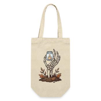 Skeletthand mit brennendem Licht - Geschenkbeutel für Flaschen - Natur - Vorne