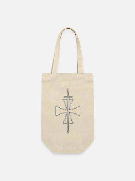 Schwert Kreuz Bibel - Geschenkbeutel für Flaschen - Natur