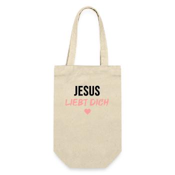 Jesus liebt dich - Herz - Geschenkbeutel für Flaschen - Natur - Vorne