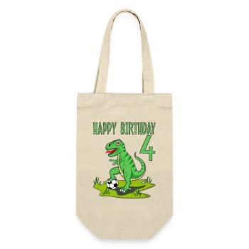 Dinosaure Rex Football 4 Joyeux Anniversaire Vert - Sac à bouteille - nature - Devant
