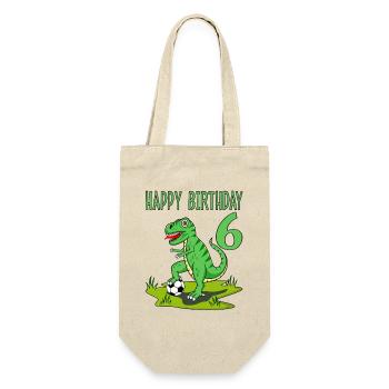 dinosaure rex football 6 joyeux anniversaire vert - Sac à bouteille - nature - Devant