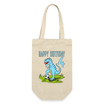 Dinosaure Rex Football 4 Joyeux Anniversaire Bleu - Sac à bouteille - nature - Devant