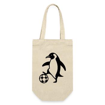 Pinguin Fußball Silhouette Minimalistischer Fußbal - Geschenkbeutel für Flaschen - Natur - Vorne