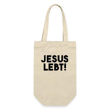 Jesus lebt - minimalistisch - Geschenkbeutel für Flaschen - Natur - Vorne