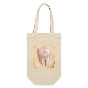 Vintage Art für Zahnarzt & Zahnarzthelferin - Geschenkbeutel für Flaschen - Natur - Vorne