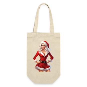 Santa Woman Sexy Seductive Christmas - Gift Bag for Bottles - nature - Front