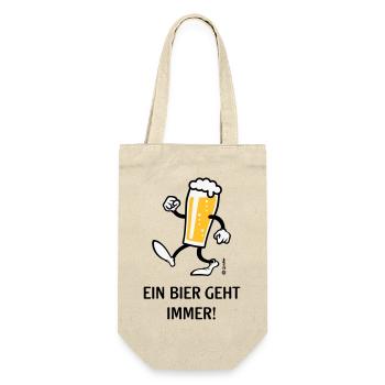 XEin Bier Geht Immer! (Bierchen / Cartoon Lustig) - Geschenkbeutel für Flaschen - Natur - Vorne