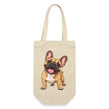 Kuschelbull: Herziger Bulldog-Charme - Geschenkbeutel für Flaschen - Natur - Vorne