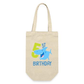 5th Birthday Boy 5 Year Old Shark - Gift Bag for Bottles - nature - Front