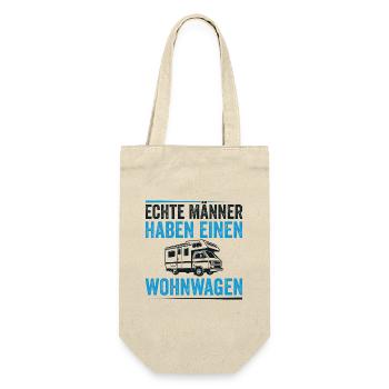 Wohnmobil Caravans Wohnwagen echte Männer - Geschenkbeutel für Flaschen - Natur - Vorne
