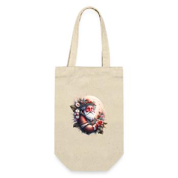 Un Père Noël souriant repose au milieu floral - Sac à bouteille - nature - Devant