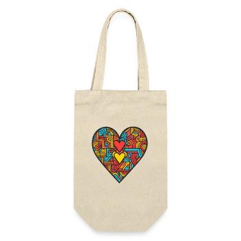 Herz Liebe - Geschenkbeutel für Flaschen - Natur - Vorne