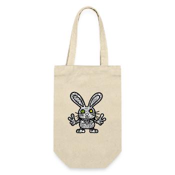 Cooler Hase - Geschenkbeutel für Flaschen - Natur - Vorne