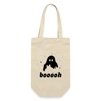 Schwebender Geist Booooh Halloween Spuk Schrecken - Geschenkbeutel für Flaschen - Natur - Vorne