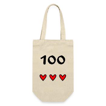 100. 100 JAHRE. 100-JÄHRIGES JUBILÄUM. 100. GEBURTSTAG - Geschenkbeutel für Flaschen - Natur - Vorne