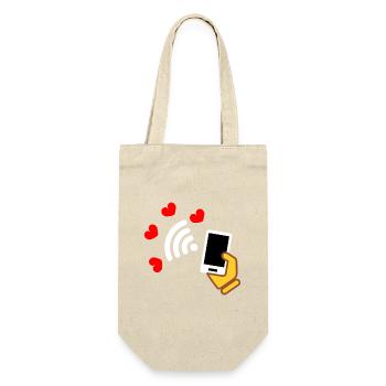 Smartphone in hand and phone with sweet hearts - Gift Bag for Bottles - nature - Front