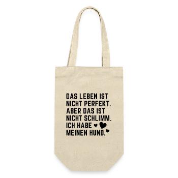 Sehr schöner Hundespruch Hundeliebe Hundemensch - Geschenkbeutel für Flaschen - Natur - Vorne