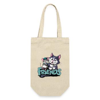 Freundschaft Katze und Maus Freunde für immer - Geschenkbeutel für Flaschen - Natur - Vorne