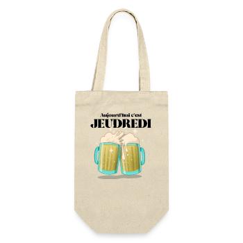 Cadeau humoristique "Aujourd'hui c'est JEUDREDI" - Sac à bouteille - nature - Devant