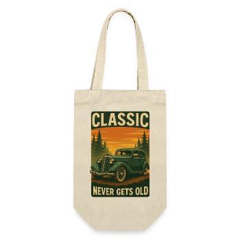 Classic Car Vintage Oldtimer - Geschenkbeutel für Flaschen - Natur - Vorne